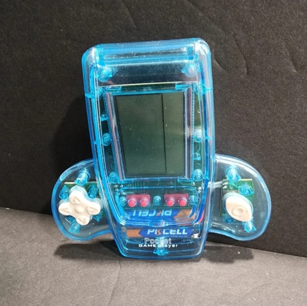 Pocket Game Player‎ Handheld Brick Game Console Transparent Blue Flip Top Retro
